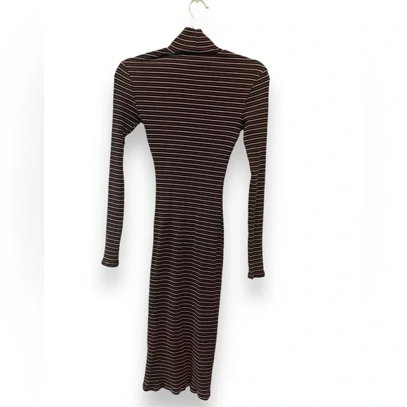 Reformation Aragon Long Sleeve Ribbed & Striped Turtleneck Midi Dress Size XS